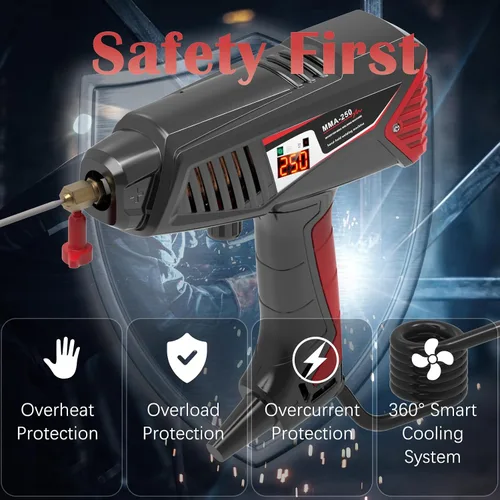 Vista 5 de Runtoo Soldador de mano, máquina soldadora de 110 V, pistola de soldadura de mano 20-250A, 30 varillas de soldadura portátil, soldador de palo