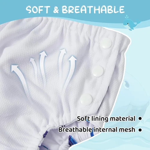 Vista 4 de Durio Pañales de natación reutilizables para bebés recién nacidos, pañales de agua lavables para nadar y artículos esenciales de playa