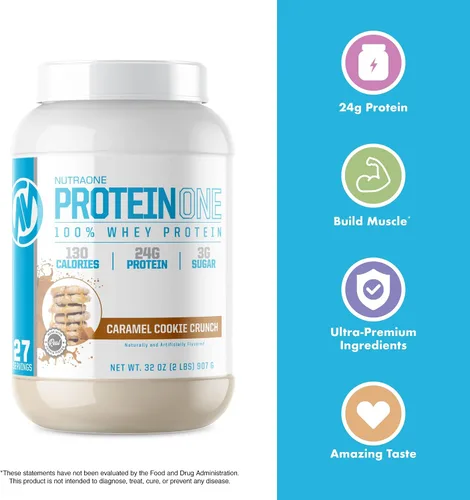 Vista 4 de NutraOne ProteinOne Whey Protein Promueve la recuperación y desarrolla músculo con un batido de proteínas en polvo para hombres y mujeres