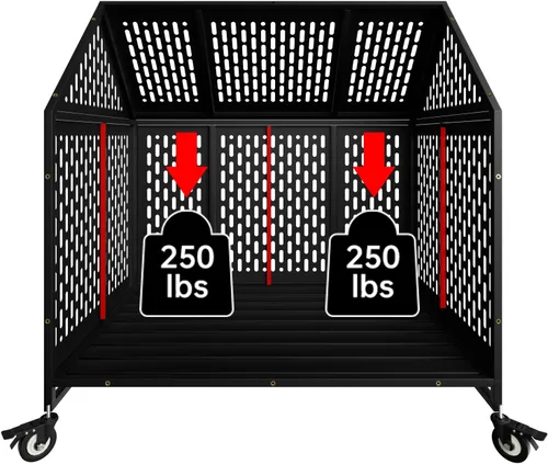 Vista 2 de Jaula para perros resistente de 44 pulgadas con pestillo resistente, perrera de acero grande indestructible con diseño de techo puntiagudo, jaula