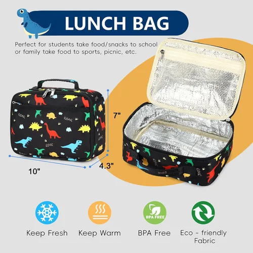 Vista 75 de CAMTOP - Conjunto de mochila y lonchera con estampados divertidos para niños de preescolar y primaria), Y0058-2