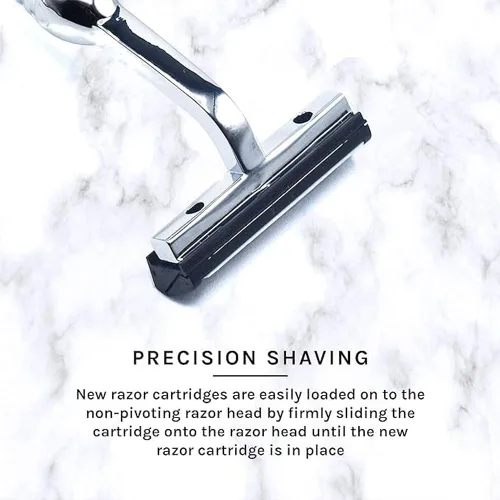 Vista 6 de Taconic Shave, Maquinilla de afeitar de doble hoja de metal pesado no pivotante compatible con GIllette Trac II, Personna y repuestos Taconic - 10