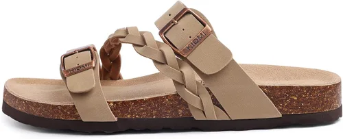 Vista 3 de KIDMI Sandalias con plantilla de corcho para mujer con soporte de arco, cómodas sandalias deslizantes con hebilla ajustable para el verano