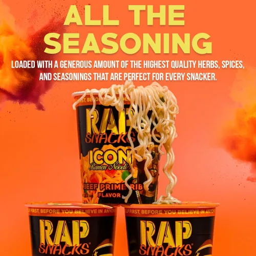 Vista 2 de Rap Snacks Creamy Chicken Gumbo ICON Ramen Fideos Master P-Pack de 12