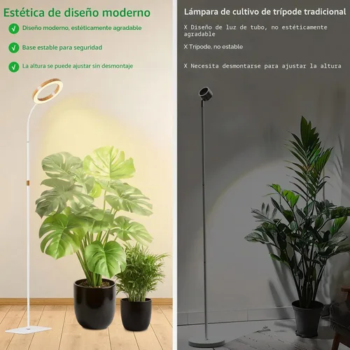 Vista 6 de SDOVUERC Luz de crecimiento de espectro completo con soporte para plantas de interior, luz de plantas de suelo, temporizador de 6/12/18H, 3 modos