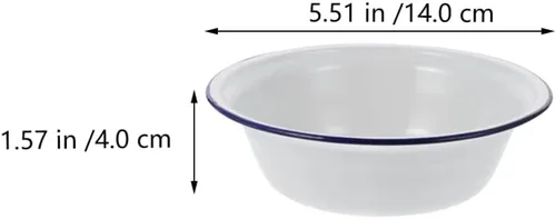 Vista 4 de Hemoton Cuenco de sopa esmaltado vintage cuenca esmaltada retro cuenco esmaltado cuenco de mezcla de esmalte Enamelware Tazón para servir ensalada