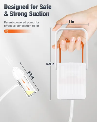 Vista 5 de Aspirador nasal para bebés con succión sin boca con bomba de mano No-mouth suction nasal aspirator with soft silicone tips, clear mucus chamber