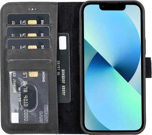 Vista 77 de HARDISTON Funda de piel auténtica hecha a mano compatible con iPhone 11 Pro de 5.8 pulgadas, funda magnética desmontable con tarjeteros - bordes
