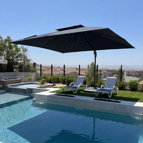 Vista 15 de PURPLE LEAF Sombrilla de Patio Voladiza de 10' x 13' para Exteriores con Base de 330 libras, Sombrilla Rectangular Grande Resistente al Viento