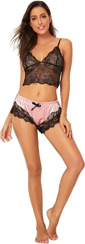 Vista 6 de SweatyRocks - Pijama sexy de dos piezas con parte inferior y superior en encaje para mujer