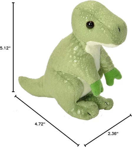 Vista 6 de Wild Republic Pocketkins Eco T.Rex, animal de peluche, 5 pulgadas, hecho de materiales reciclados, respetuoso con el medio ambiente