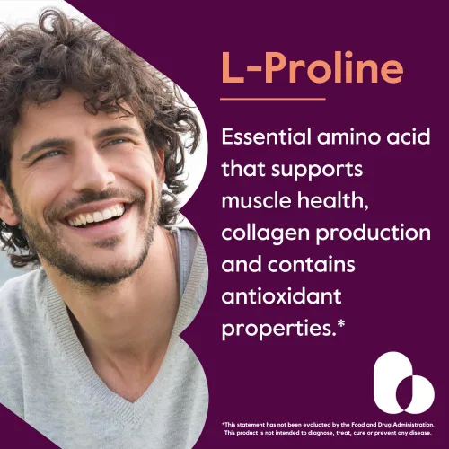 Vista 2 de BESTVITE L-Proline 500mg (120 cápsulas vegetarianas) - Sin estearatos - Sin rellenos - Vegano - Sin gluten - Sin OMG