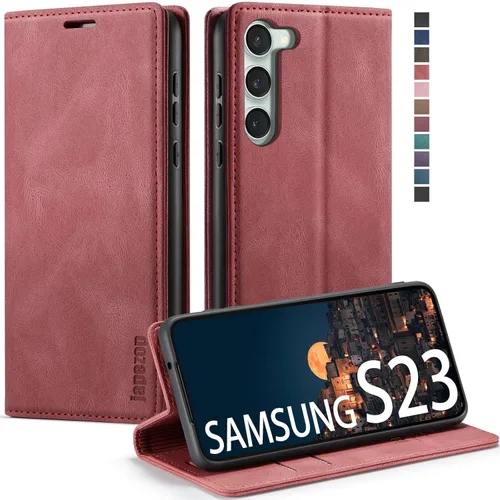 Vista 20 de japezop Compatible con Samsung Galaxy S23 5G - Funda tipo cartera con bloqueo RFID, tarjetero y función atril magnético, funda de piel con tapa