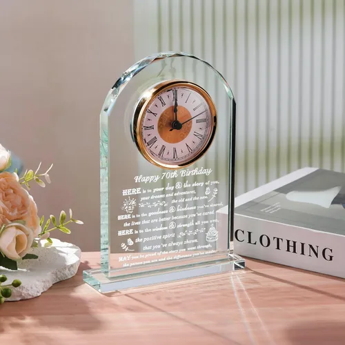 Vista 6 de Movdyka Regalos de 70 cumpleaños para mujeres y hombres – Reloj de cristal personalizado 1956 70 años de edad regalo para ella él – Ideas de regalos