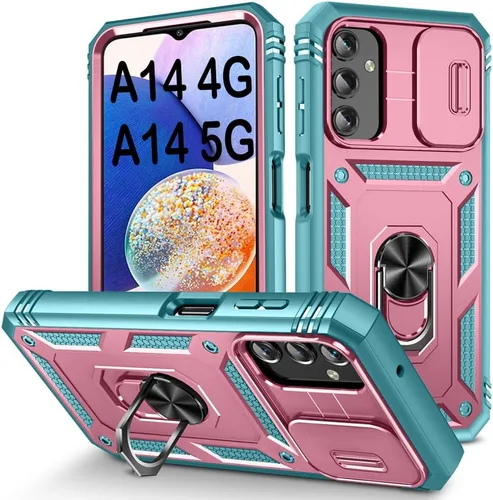 Vista 140 de PASNEW Funda militar para iPhone 13 Pro Max, cubierta de cámara deslizante y soporte de anillo de metal de 360°, carcasa rígida multicapa resistente