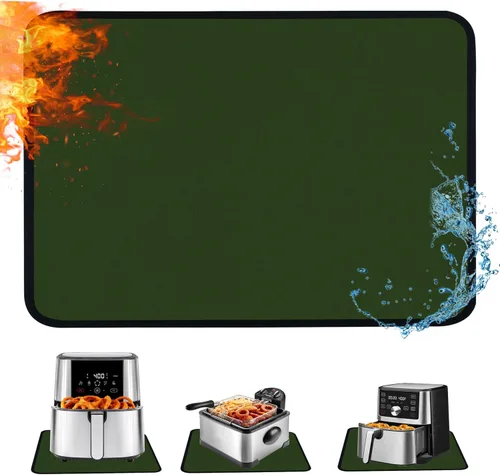 Vista 18 de Alfombrilla resistente al calor para freidora de aire, freidora profunda, horno, almohadillas calientes negras de 12 x 14 pulgadas para protector