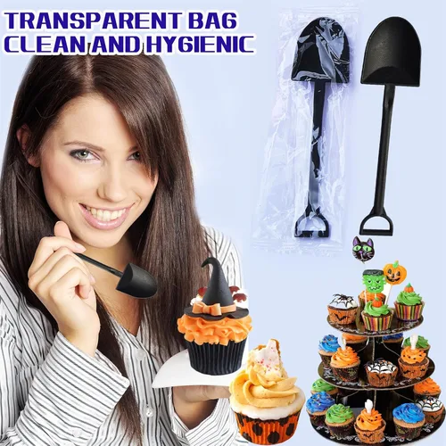 Vista 7 de OaaXbbECco Cucharas de postre plásticas desechables lindas de la novedad de la forma de la pala (50)