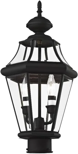 Vista 7 de Livex Lighting 2264-01 Georgetown - Cabezal de poste para exteriores con 2 luces, latón antiguo