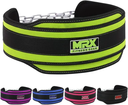 Vista 7 de MRX - Cinturón de levantamiento de pesas con cadena de metal para ejercicio y fitness