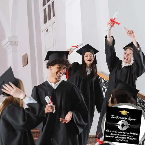 Vista 4 de Junkin Juego de 60 pulseras de graduación a granel 2026 con brújula, ajustable, inspirador, regalos de graduación universitaria para mujeres