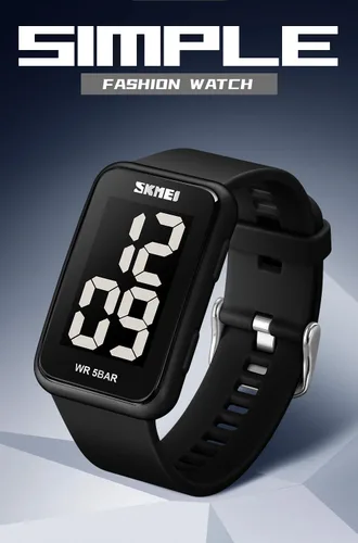 Vista 4 de Gosasa Reloj digital cuadrado para hombre y mujer, con números grandes, esfera impermeable, LED