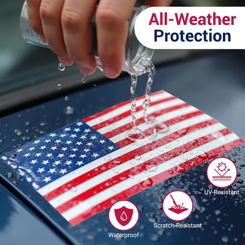 Vista 3 de Calcomanías de vinilo con bandera estadounidense, calcomanías para automóvil, impermeables para interiores y exteriores, calcomanías para laptop