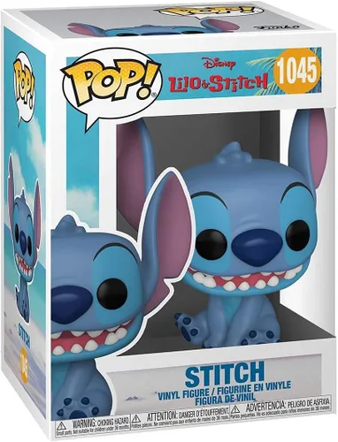 Vista 3 de Funko Disney: Lilo & Stitch - Smiling Seated Stitch Pop! Figura de vinilo (con funda protectora compatible con caja pop box)
