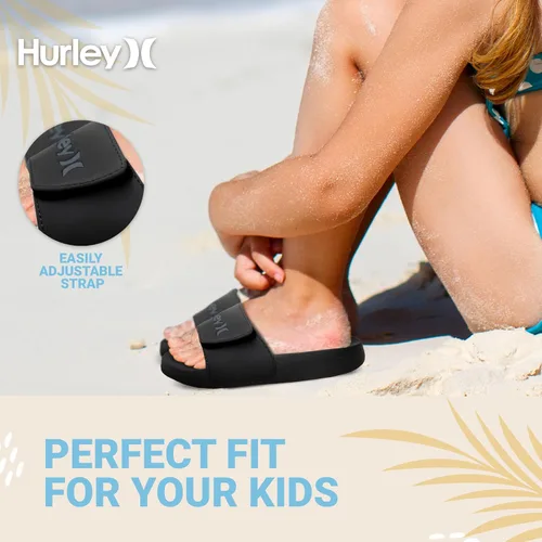 Vista 4 de Hurley Naia - Sandalias de deslizar para niñas y niños, pantuflas de puesta fácil con correa ajustable, sandalias para niños