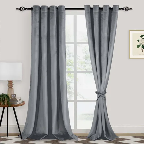 Vista 40 de XWZO Cortinas de terciopelo azul de 63 pulgadas de largo, elegantes cortinas de lujo suaves para sala de estar, aislamiento térmico, oscurecimiento