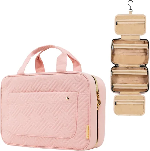 Vista 14 de Carrywell - Neceser de viaje con gancho para colgar, organizador de maquillaje, bolsa de cosméticos resistente al agua para contenedores