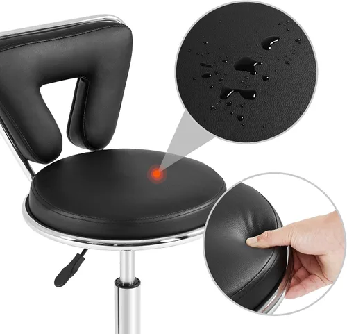 Vista 5 de Yaheetech Nail Tech - Silla con respaldo ajustable, color negro Adjust the seat from 18.3” to 24” for manicure, styling or spa work; five swivel