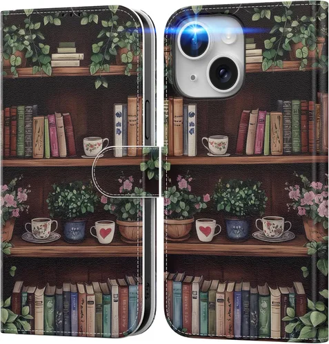 Vista 46 de DEENAKIN Funda tipo cartera para iPhone 15 con tarjetero + clip para efectivo, bloqueo RFID, protección contra caídas de grado militar y obras