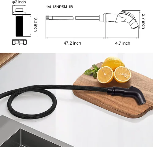 Vista 2 de Reemplazo del rociador de fregadero de cocina, rociador lateral para fregadero de cocina, cabezal rociador de fregadero con manguera y soporte