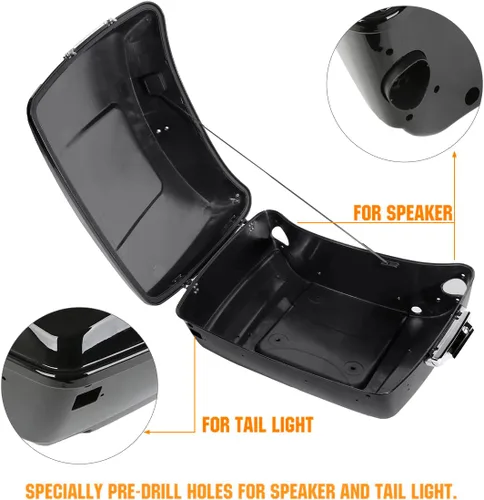 Vista 3 de Maletero King de 13.7 pulgadas con almohadilla de respaldo envolvente para Harley Touring Road King Electra Street Glide 2014-2023