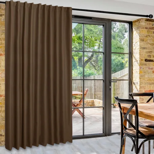 Vista 44 de DWCN Cortina opaca divisora de privacidad para puerta corrediza de patio, cortinas térmicas extra anchas con pestaña trasera y bolsillo para barra