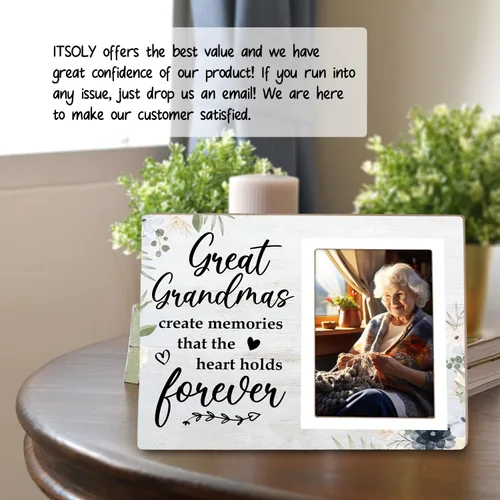 Vista 3 de Marco de fotos para la abuela – Crea recuerdos que el corazón guarda para siempre, marco de fotos de madera de 4 x 6 pulgadas, regalo de cumpleaños