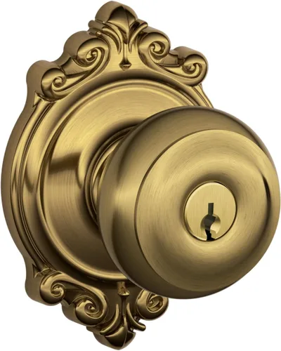 Vista 93 de SCHLAGE F10 GEO 716 Pomo de Puerta Georgiano, Cerradura de Paso para Pasillo y Armario, Bronce Envejecido (Paquete de 4)