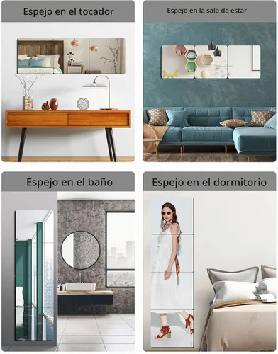 Vista 8 de Espejo acrílico irrompible sin vidrio, inastillable, de longitud completa, para el gimnasio de pared, para el hogar, sin marco, para el hogar