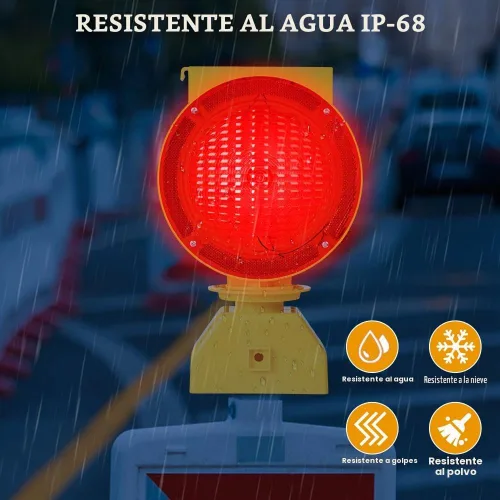 Vista 6 de Luces de advertencia solares industriales, inalámbricas, impermeables, recargables, luces de advertencia de barricada, señal de tráfico intermitente