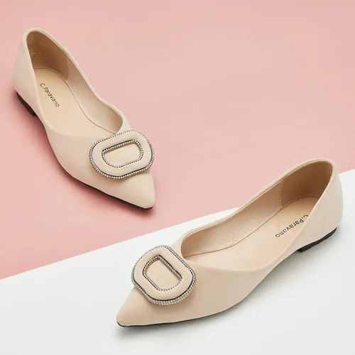 Vista 2 de C.Paravano Zapatos planos de punta puntiaguda para mujer, zapatos planos de cuero para mujer, zapatos planos de cuero para mujer, zapatos casuales