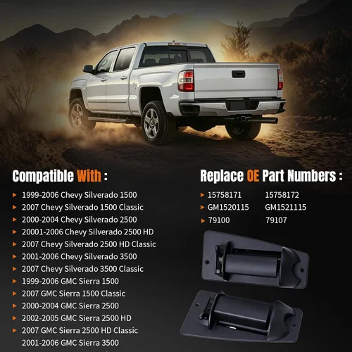 Vista 2 de 2PCS Extended Cab Door Handle Rear Driver Passenger Side Replaces# 15758171 Para Chevy Silverado GMC Sierra 1500 2500 3500 1999 2000 2001 2002