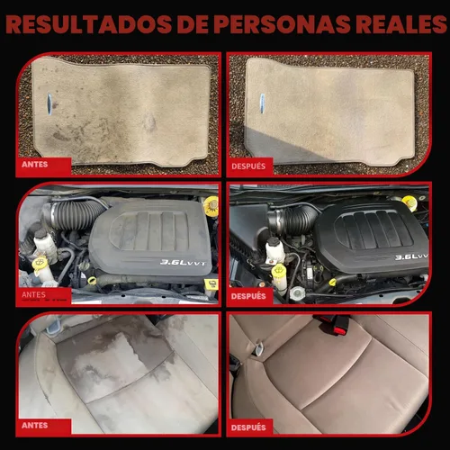 Vista 4 de Carfidant Limpiador de interiores de automóvil, removedor de manchas y eliminador de olores, sin acabado de residuos, seguro en cuero, tela
