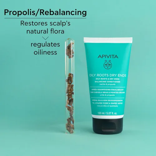 Vista 4 de Apivita Oily Roots & Dry Ends Balancing Conditioner Balances, Hydrates & Moisturizes Hair with Nettle & Propolis