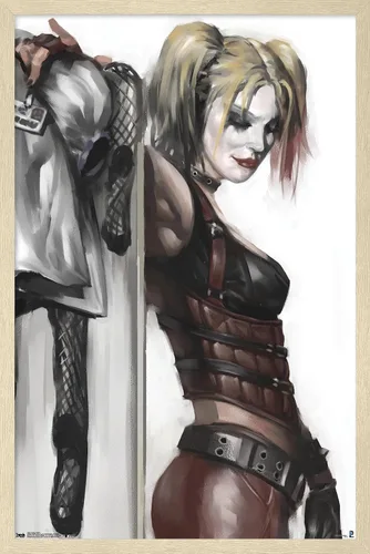 Vista 7 de DC Comics - Póster de pared de Harley Quinn, 22.4 pulgadas de largo x 14.7 pulgadas de ancho, versión enmarcada de madera de granero