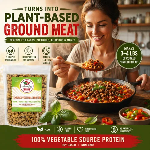 Vista 6 de Proteína vegetal texturizada TVP 1LB - Sustituto de carne de soja sin sabor