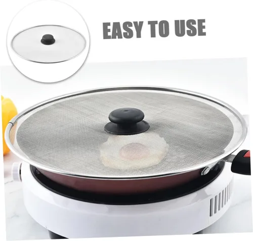 Vista 9 de 3pcs Stainless Steel Grease Splatter Screen for Frying Pan Insulated Handle Cover for Pots Pans Fine Mesh Cooking Guard for Kitchen Use for Home