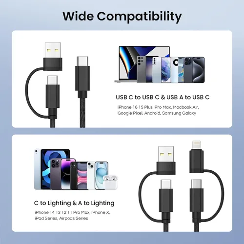 Vista 7 de Basesailor Cable de carga para iPad mini 7ª de 3.3 pies, iPad Pro 10ª Air 4 5ª generación, cable de carga rápida de 60 W con convertidor