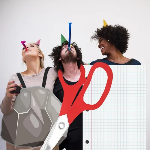Vista 6 de Disfraz de tijeras de papel de roca para Halloween, disfraz de grupo para 3 personas, paquete de grupo de Halloween para niños y adultos
