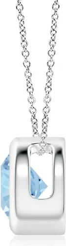 Vista 2 de Angara Collar con colgante solitario de aguamarina natural para mujer en plata 925, oro macizo de 14 quilates, platino 950 Regalo de joyería
