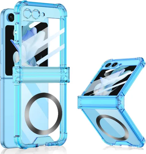 Vista 14 de Funda magnética integrada con protector de pantalla para Samsung Galaxy Z Flip 5 4, compatible con MagSafe, protección de bisagra completa, funda